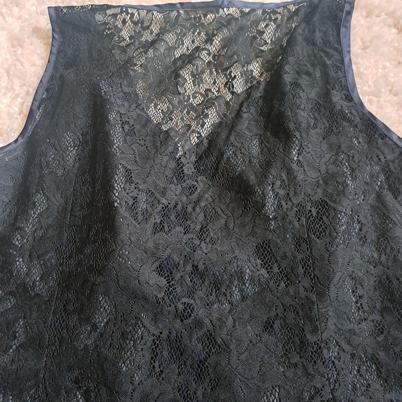Monroe & Main Dark Wash Denim Lace Back Vest Women 18W Sweetheart Neck Button Up - Picture 5 of 5